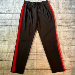 Zara Drawstring Elastic Waist Pants With Stripe